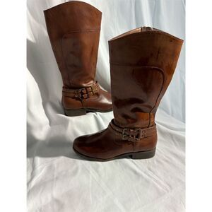 MIA Girls' Brown Knee-High Riding Boots Size 5M with Buckle Detail